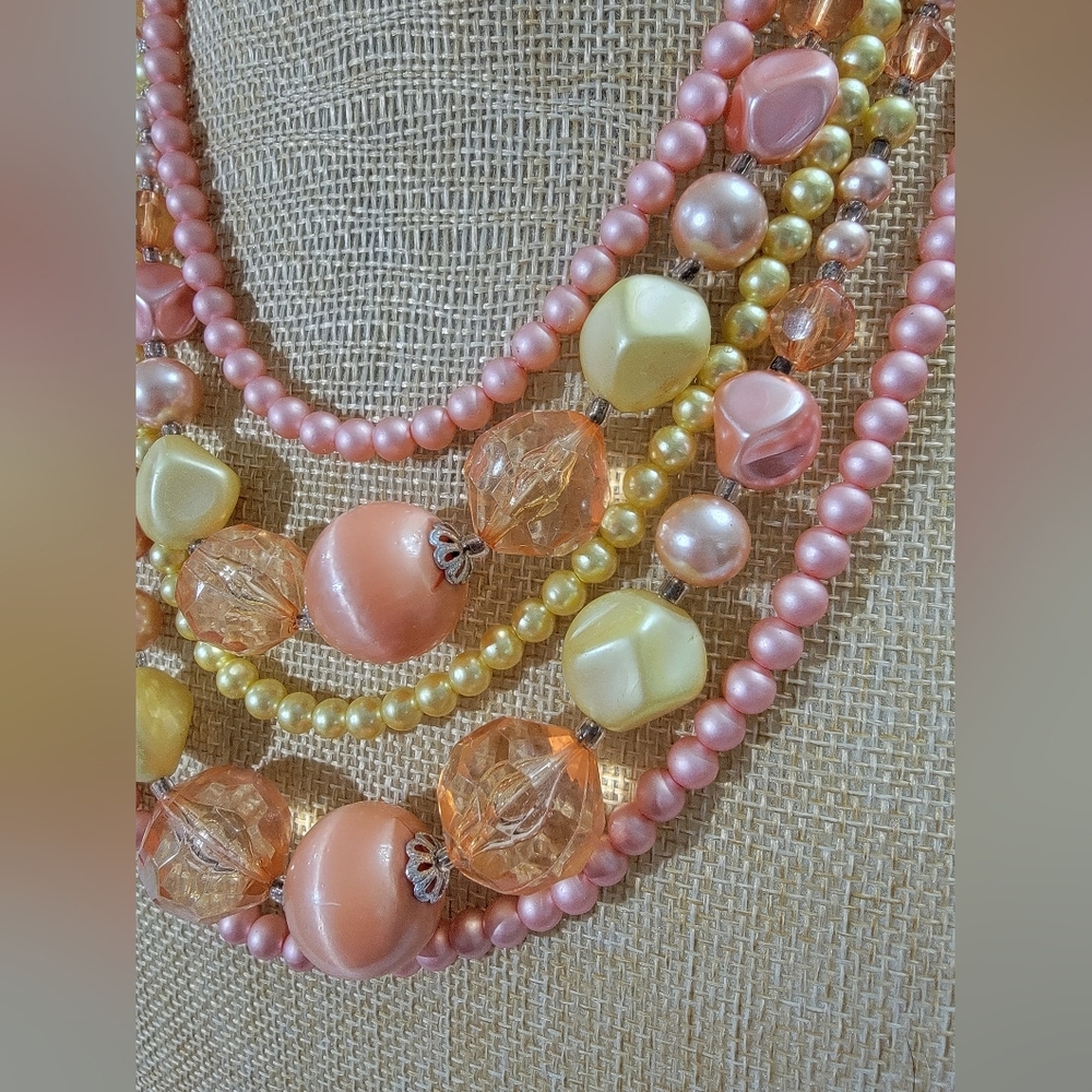 Japan Multi Strand Pastel Beaded Vintage Necklace - Picture 2 of 6